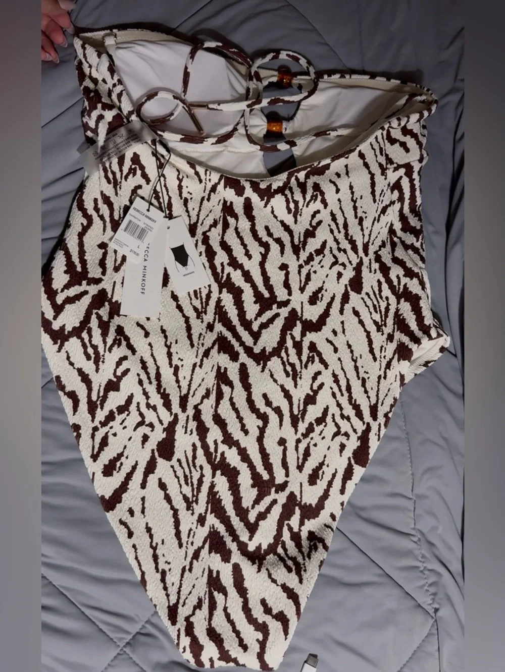 Rebecca Minkoff woman  size large  & White Zebra-Print One-Piece Swimsuit - Picture 7 of 9